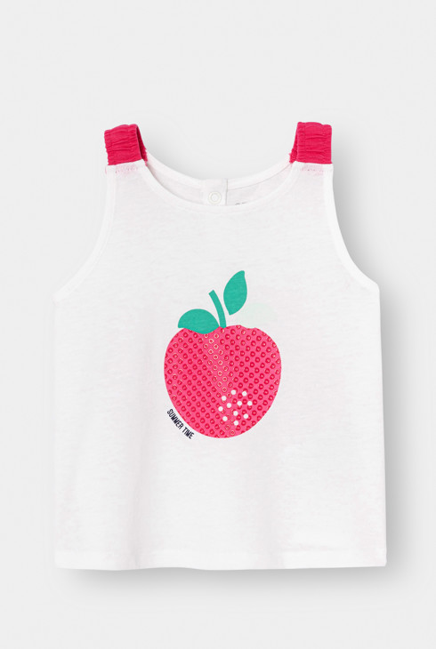 Canotta bianca con motivo mela per neonata 1