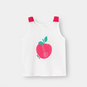 Débardeur blanc motif pomme bébé fille