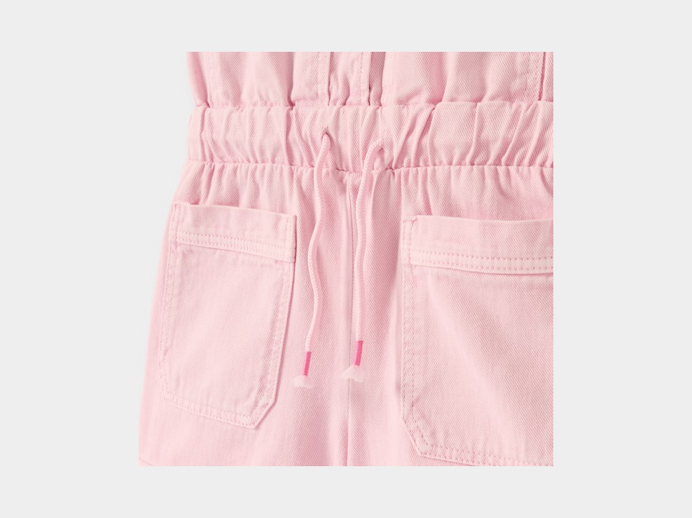 Tutina corta in twill rosa per bambina 2