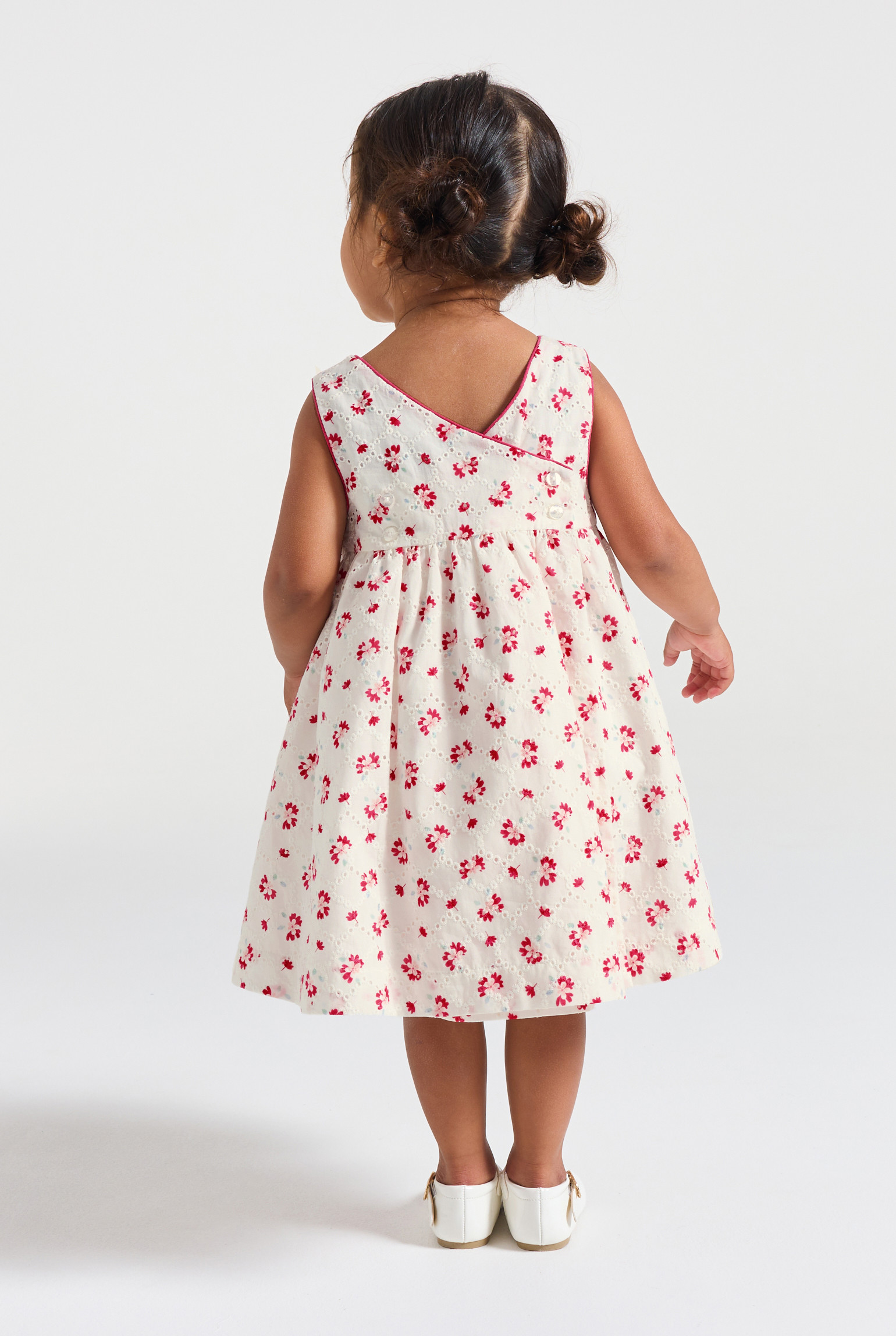 Robe fleurie blanc bébé fille - Imprimé rose