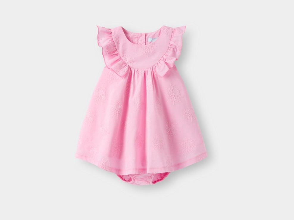 Robe chic brodée rose bébé fille 1