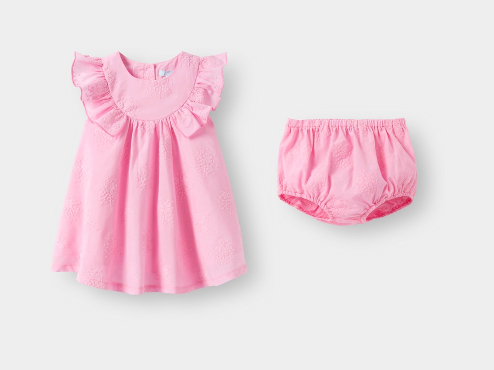 Robe chic brodée rose bébé fille 2