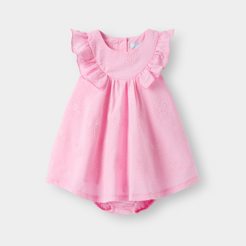 Robe Chic Brodée Rose Bébé Fille - Rose Malabar - 6M - OBAIBI