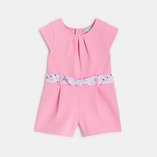 Combi Short Coton Fantaisie Rose Bébé Fille - Rose Malabar - 3A - OBAIBI