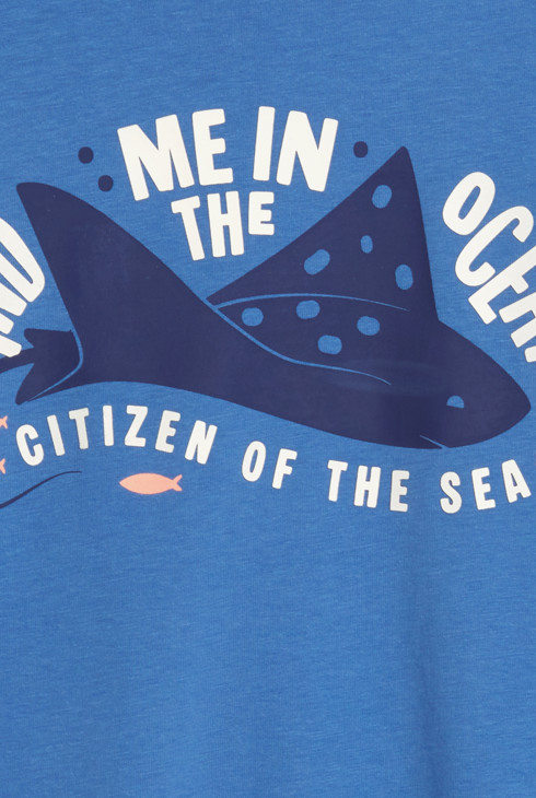 Blaues T-Shirt mit Tiermotiv für Jungen