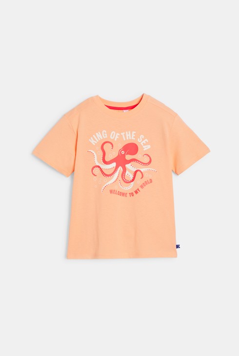 Oranje T-shirt met diermotiefje voor jongens 1
