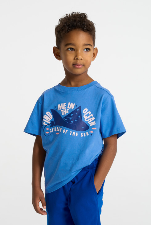 Blauw T-shirt met diermotiefje voor jongens 1