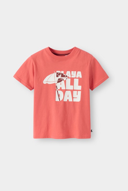 T-shirt rouge à message garçon 1