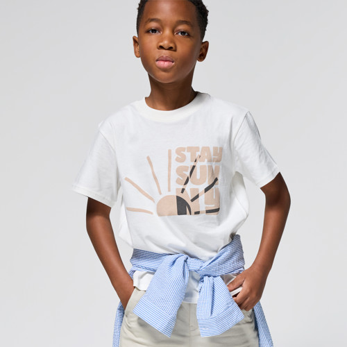 T-shirt Blanc À Motif Garçon - Blanc Meringue - 4A - OKAIDI