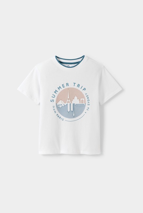Boy's white slogan T-shirt 1