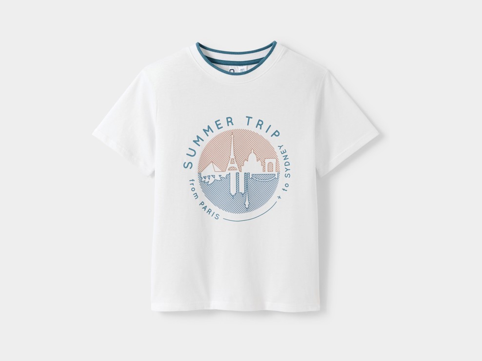 Weißes T-Shirt mit Schriftzug für Jungen 1