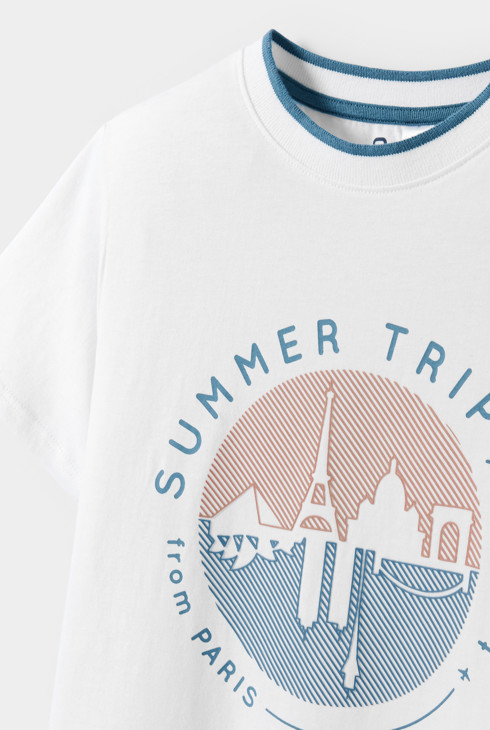 Boy's white slogan T-shirt 2