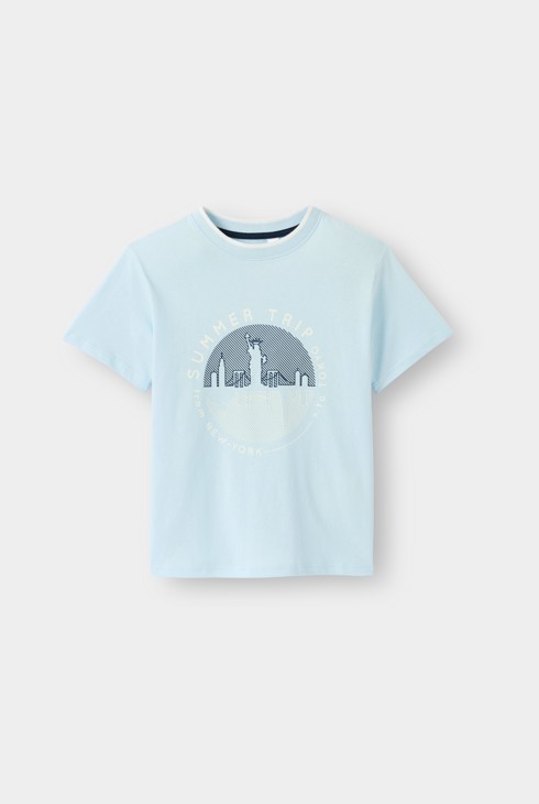 T-shirt bleu clair à motif garçon 1