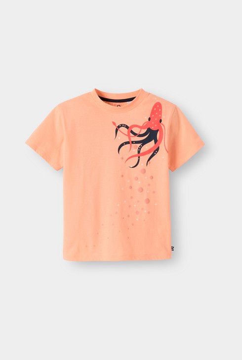 Camiseta taronja amb estampat nàutic per a nens 2