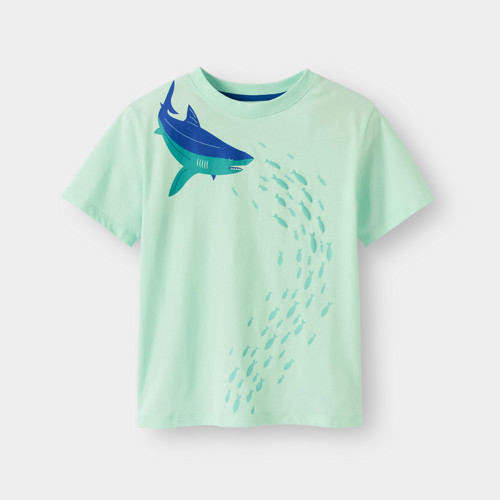 T-shirt Vert Motif Requin Garçon - Vert Aqua - 3A - OKAIDI