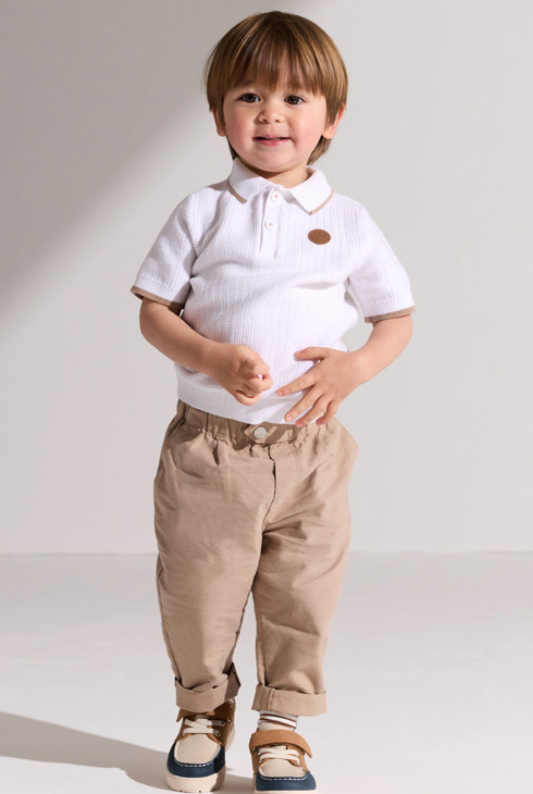 Polo maille tricot blanc bébé garçon 1