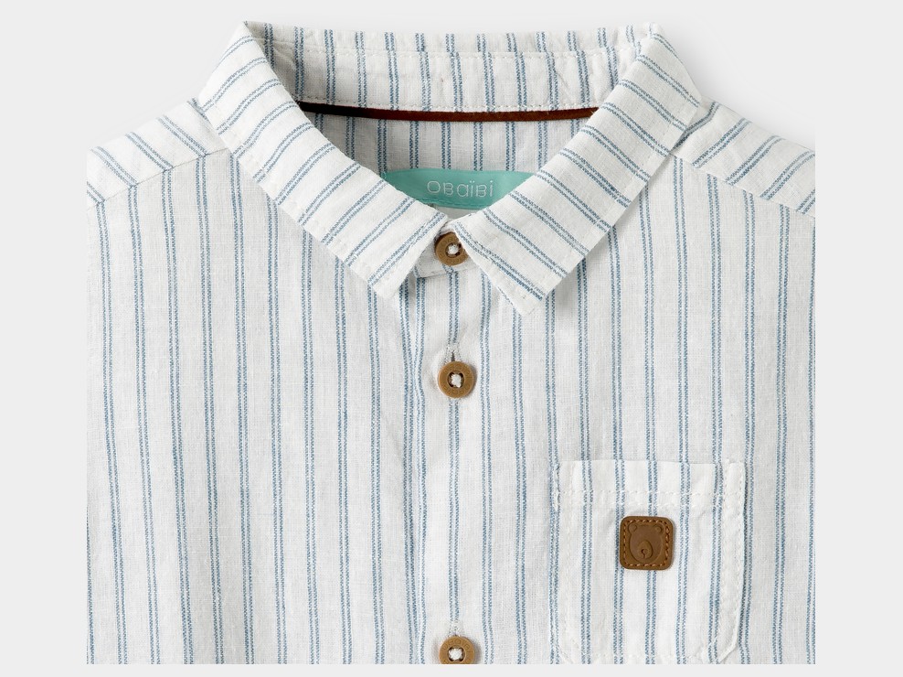 Chemise lin et coton rayée bleu garçon 2