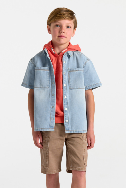 Chemise en denim bleu clair garçon 1