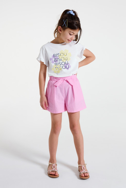 Short à noeud rose fille 1