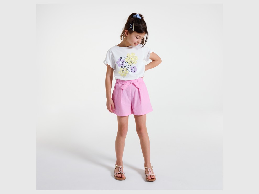 Roze short met strik voor meisjes 1