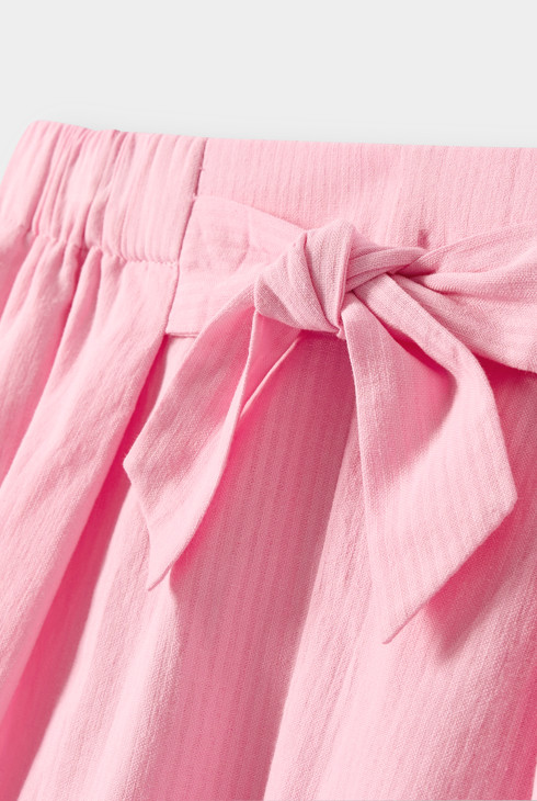 Short à noeud rose fille