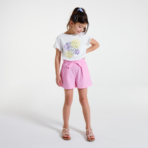 Short À Noeud Rose Fille - Rose Malabar - 5A - OKAIDI