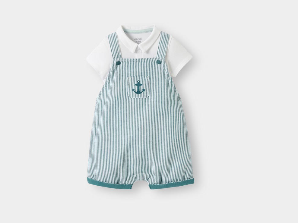 Kurze Latzhose mit Body grün Kleinkind Junge 1