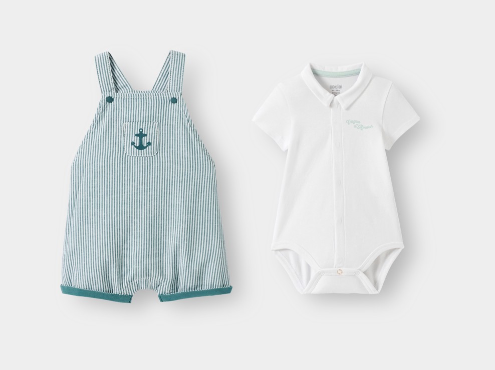 Kurze Latzhose mit Body grün Kleinkind Junge 2