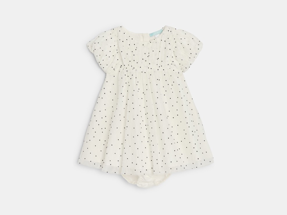 Schickes Tüllkleid mit Punkten weiß Kleinkind Mädchen 1