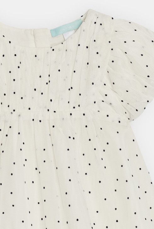 Robe chic tulle à pois blanc bébé fille