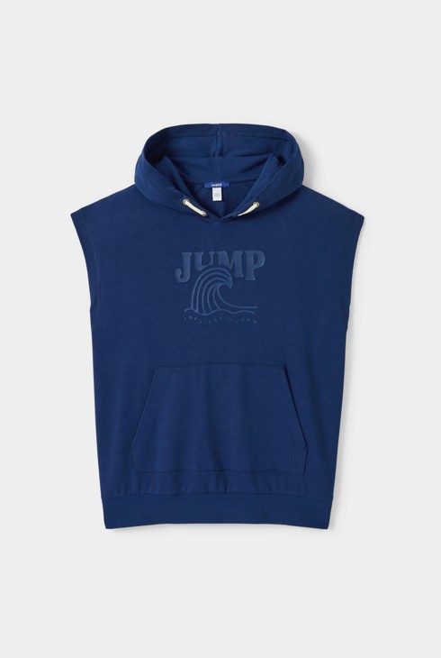 Mouwloze blauwe hoodie voor jongens 2