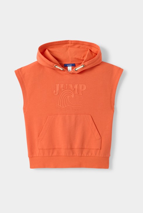 Oranje mouwloze hoodie voor jongens 2