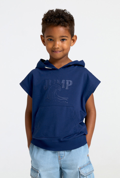 Mouwloze blauwe hoodie voor jongens 1