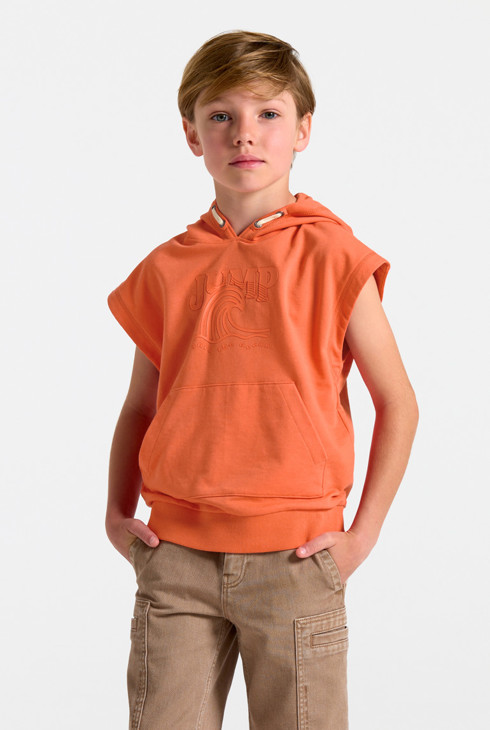 Oranje mouwloze hoodie voor jongens 1