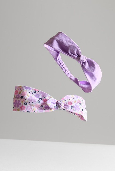 Diadema con lazo malva bebé niña (pack de 2) 2