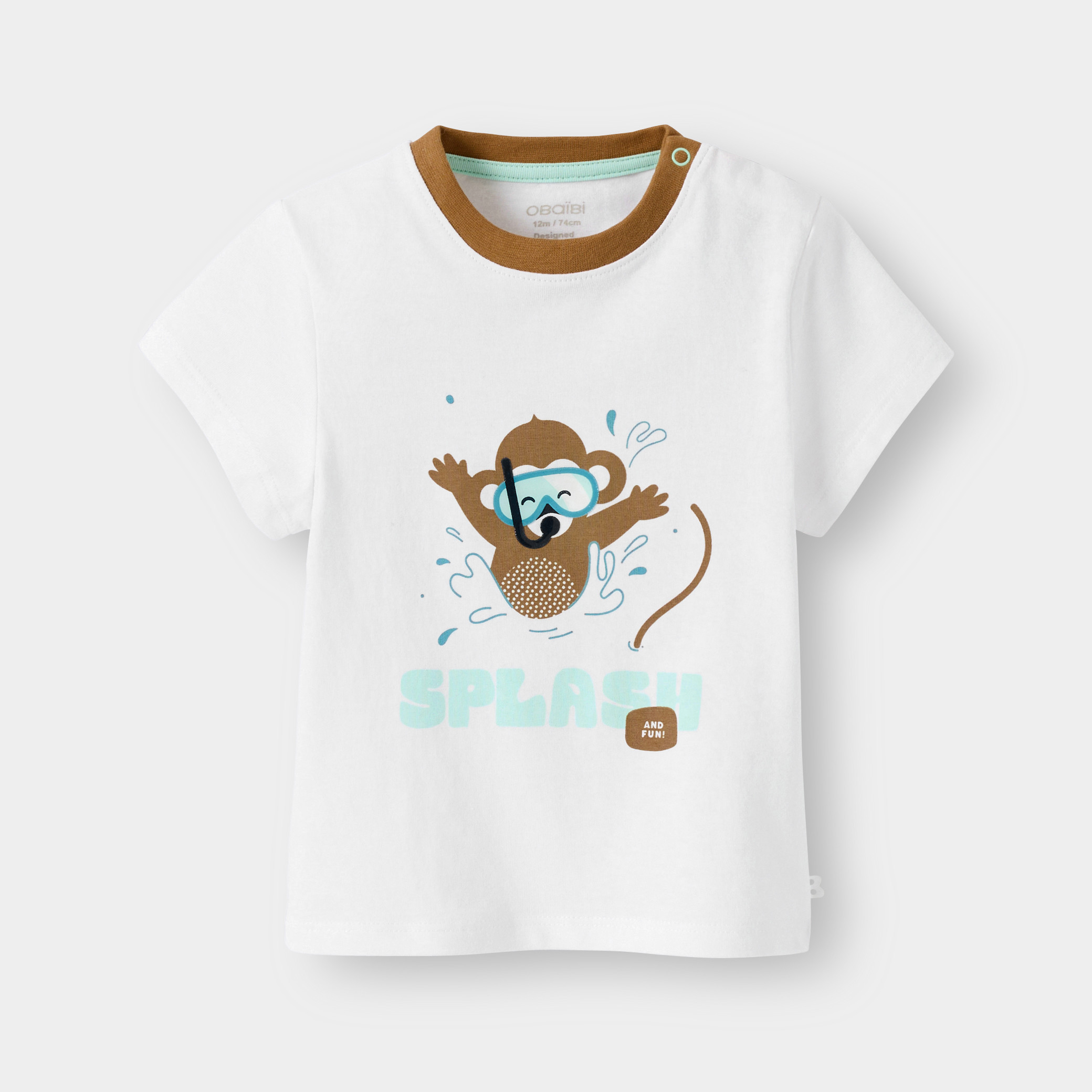 T-shirt vert motif baleine bébé garçon - Imprimé blanc