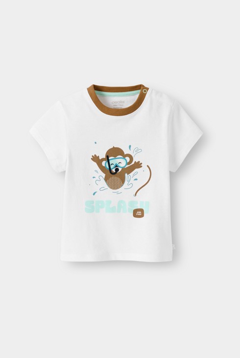 T-shirt singe blanc bébé garçon 1