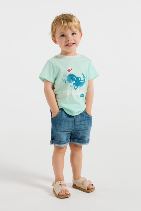 Camiseta verde con estampado de ballena para bebé niño 1