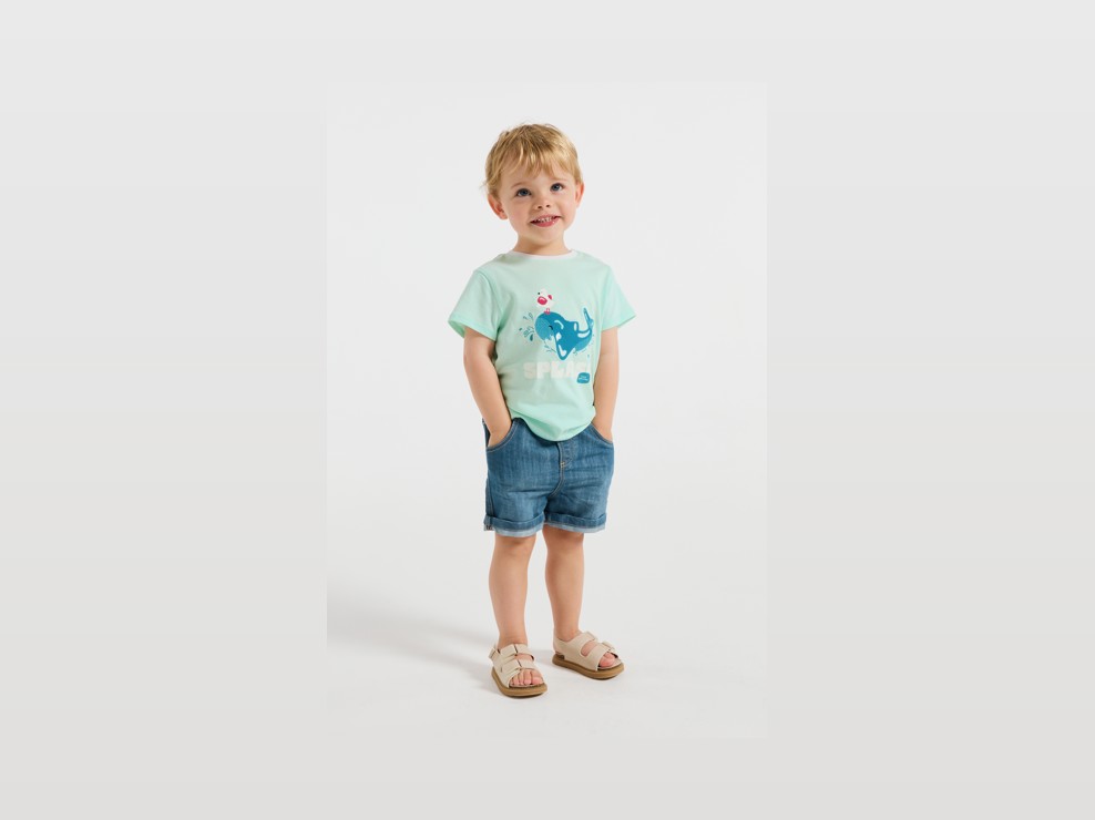 T-shirt vert motif baleine bébé garçon 1