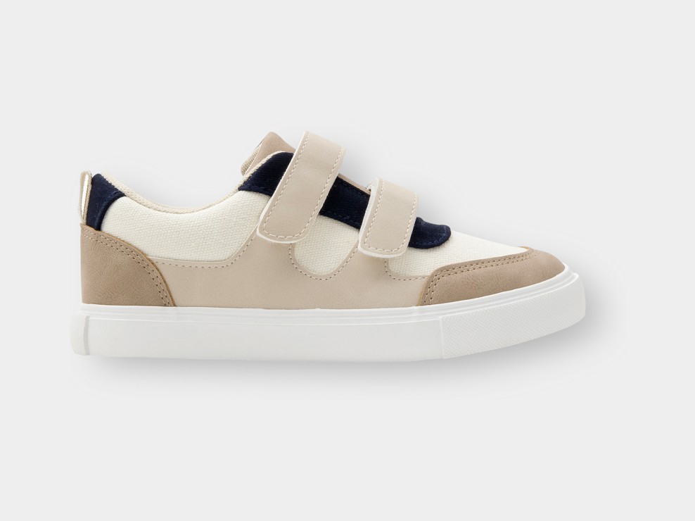 Basket toile à scratch beige garçon 1