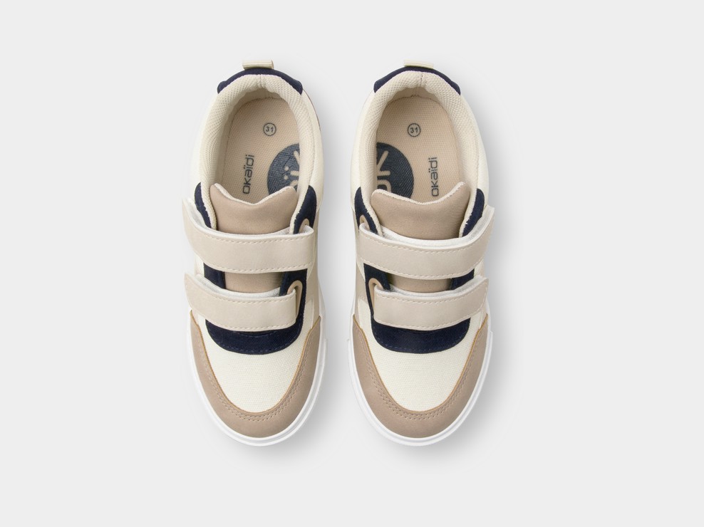 Basket toile à scratch beige garçon 2