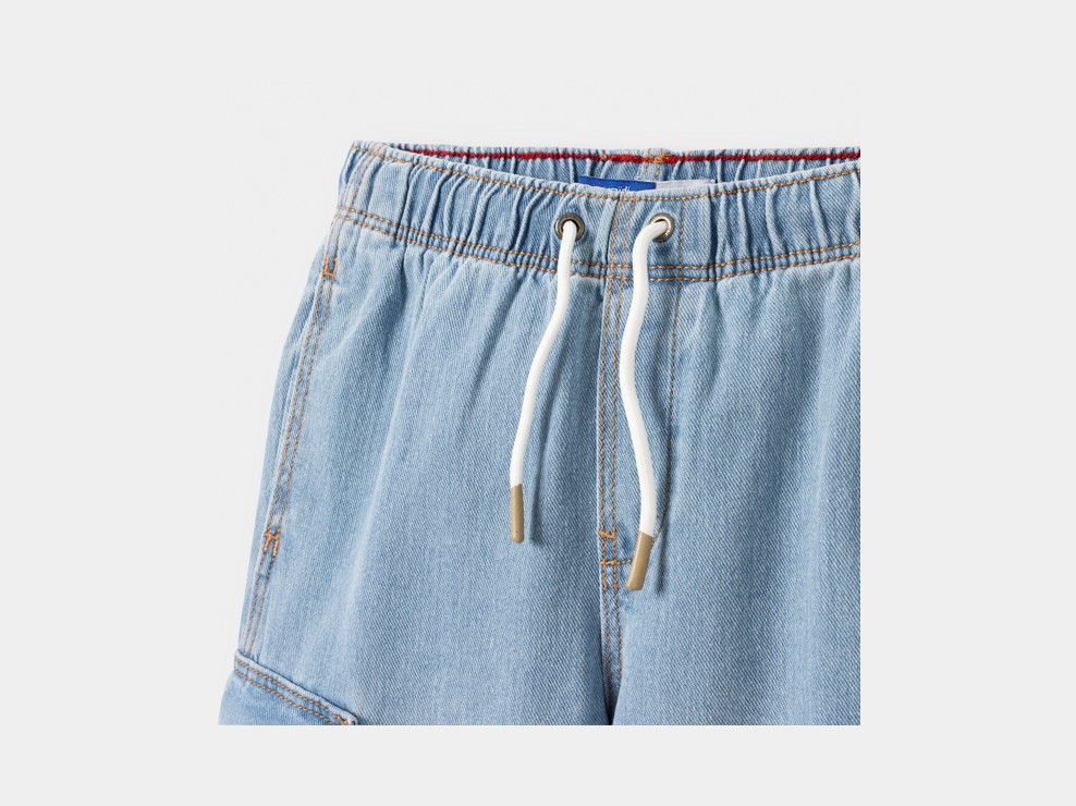 Bermuda cargo in denim blu per bambino 2