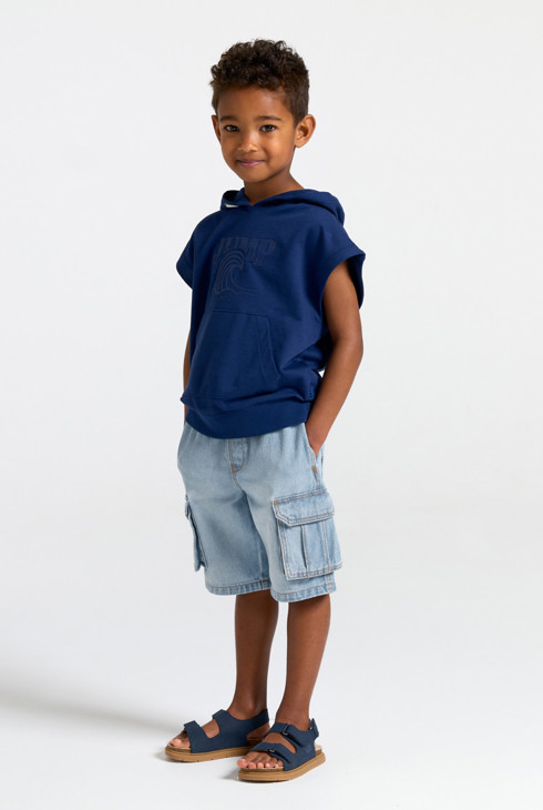 Bermuda cargo denim garçon bleu 1