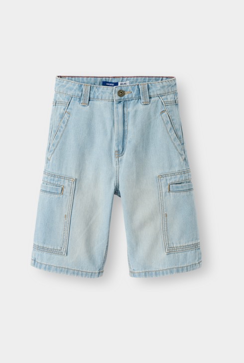 Lichtblauwe baggy spijkerbermuda voor jongens 2