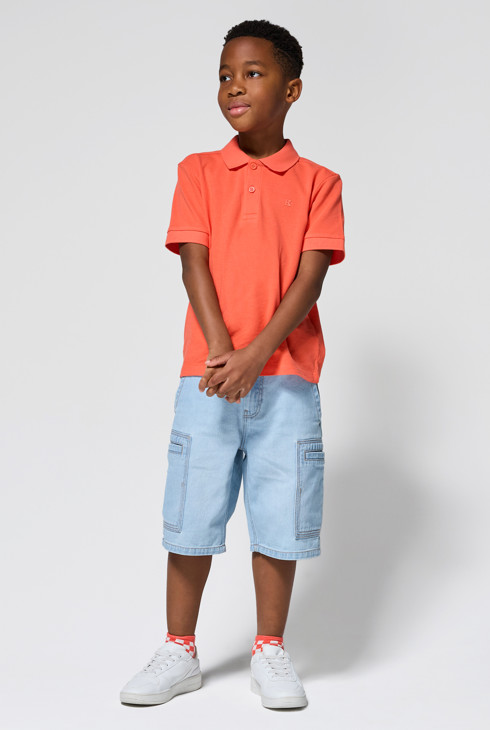 Lichtblauwe baggy spijkerbermuda voor jongens 1