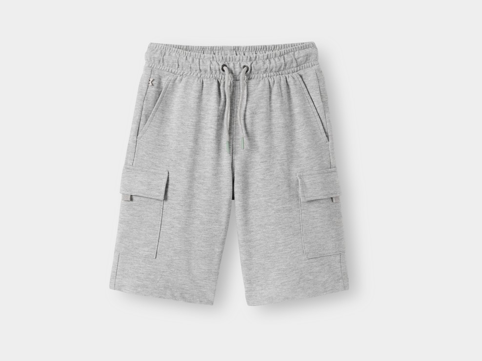 Bermuda molleton léger cargo gris garçon 1