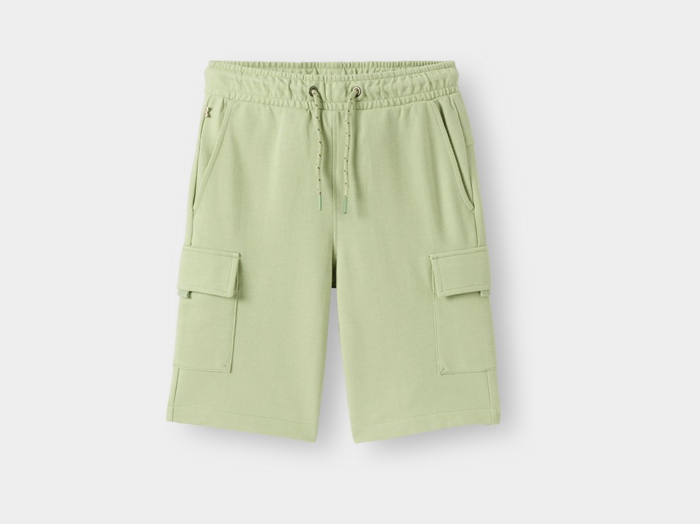 Bermuda cargo molleton vert garçon 1