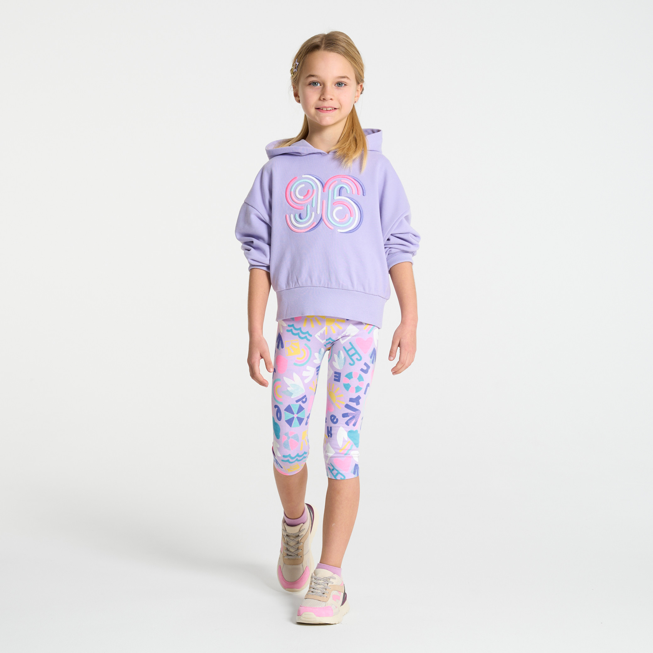 Legging court violet fille - Imprimé Violet