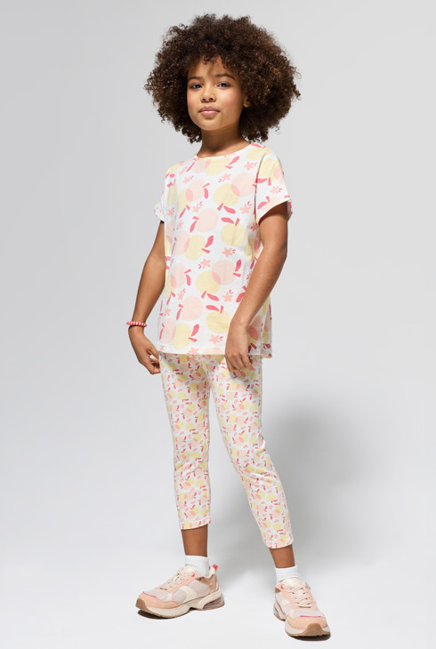 Legging orange imprimé fruits fille 1