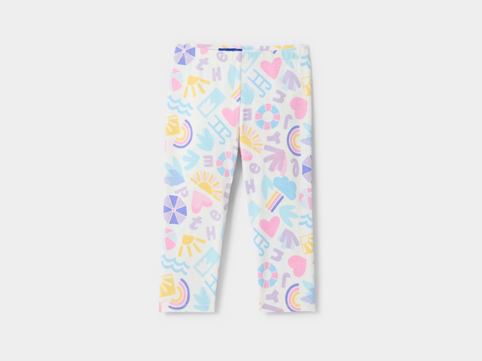 Legging imprimé blanc à motif fille 1